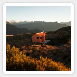 Orange Mountain Cabin During Beautiful Sunset Sticker